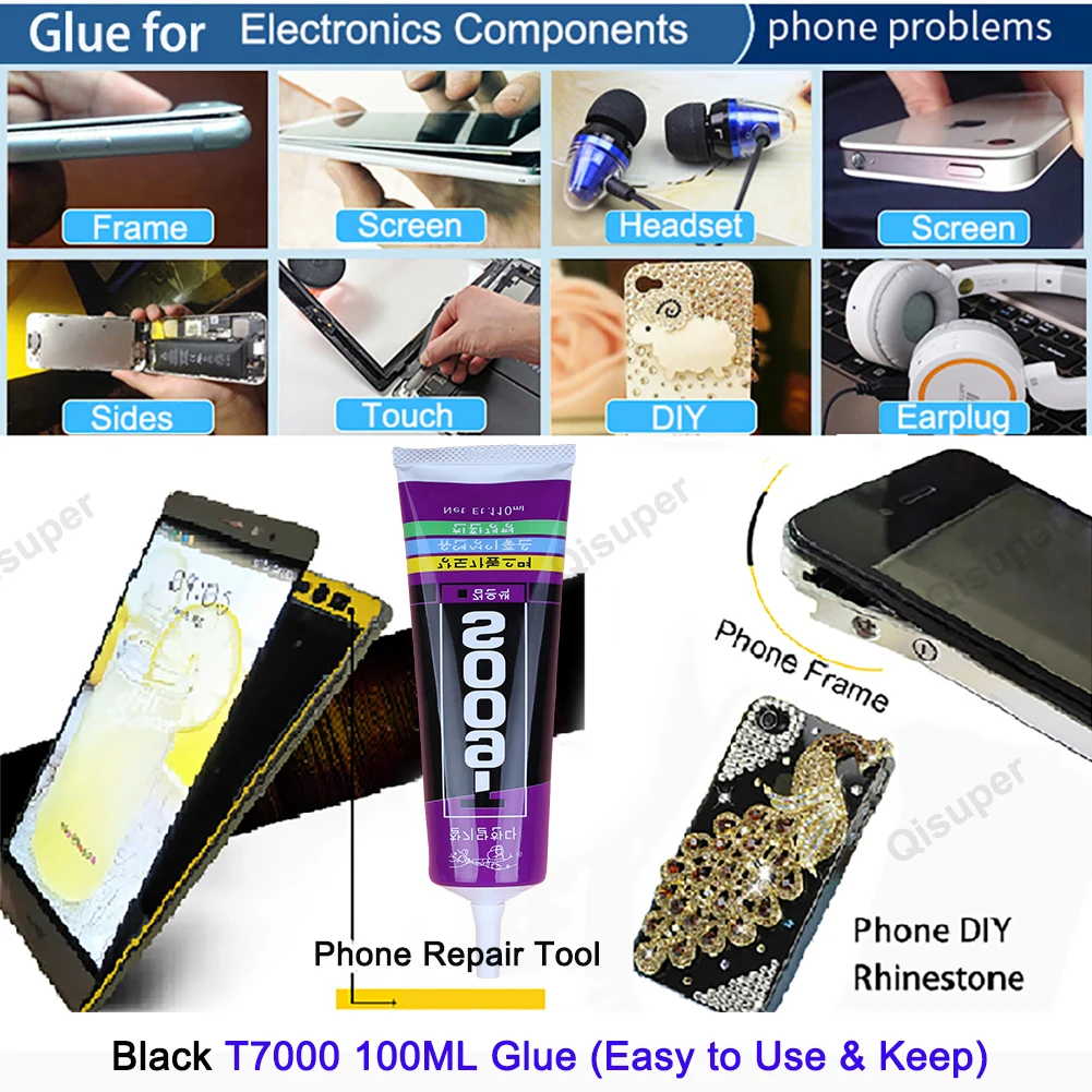 Черный T9000 клей для ремонта экрана мобильного телефона динамик стразы резиновый