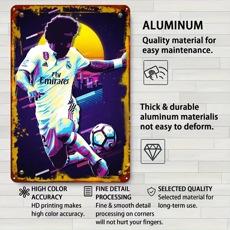 Марцело Реал Мадрид жестяные знаки спортивный плакат настенная художественная