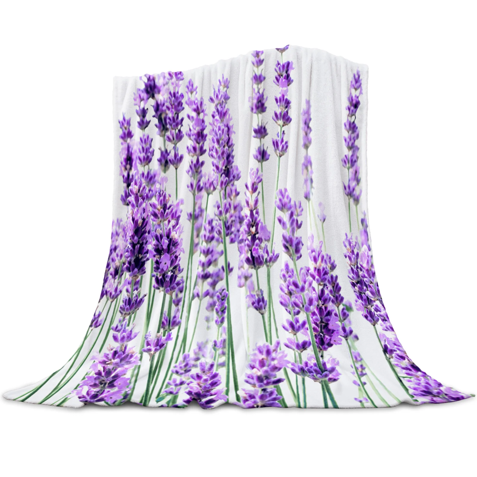 

Purple Flower Lavender Dragonfly White Light Thin Flannel Blanket Custom Warm Soft Blankets Throw on Sofa Bed Travel Bedspread