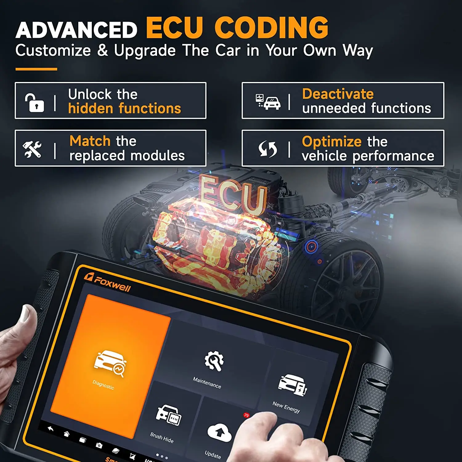 Автомобильный сканер Foxwell GT75TS OBD2 профессиональное кодирование ECU TPMS