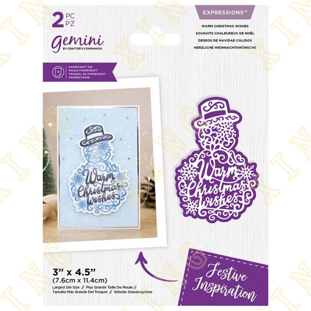 

New Metal Cutting Dies Scrapbook Diary Decoration Stencil Embossing Template Diy Greeting Card Handmade Warm Christmas Wishes