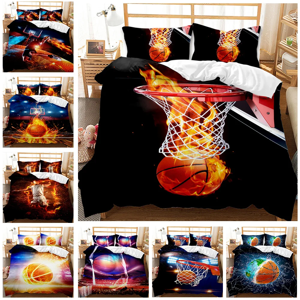 

3pcs 3D Duvet Cover Bedding Set Bed For Boys Quilt Cover Clothes Pillowcase Kids Bedroom Twin Full Queen King Size Basketball