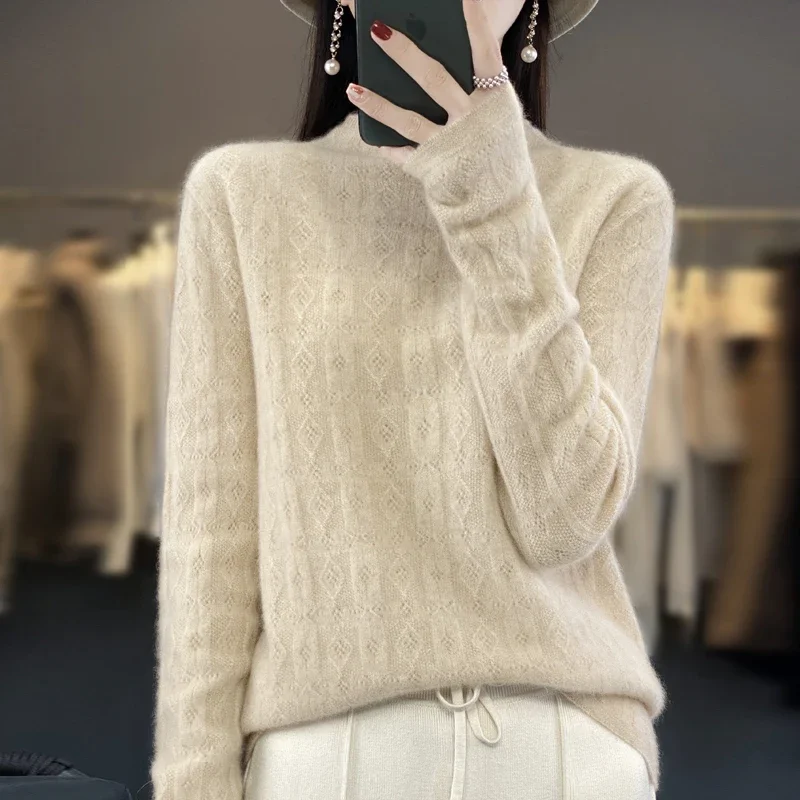 Женский вязаный свитер с длинными рукавами повседневный теплый Свободный