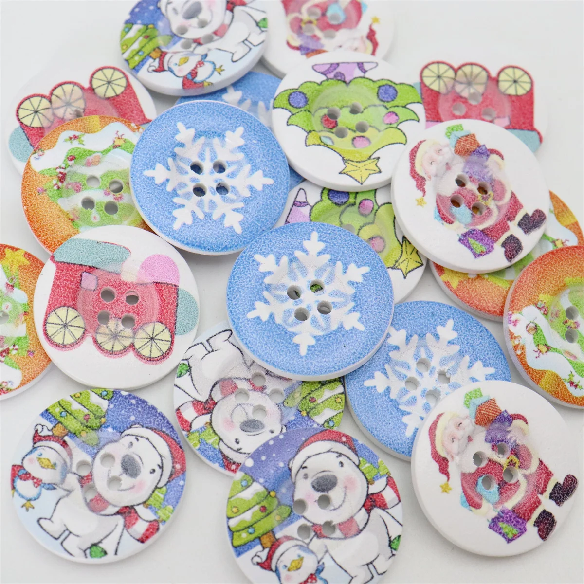 20 шт. 30 мм большие деревянные смешанные рождественские пуговицы круглые Швейные
