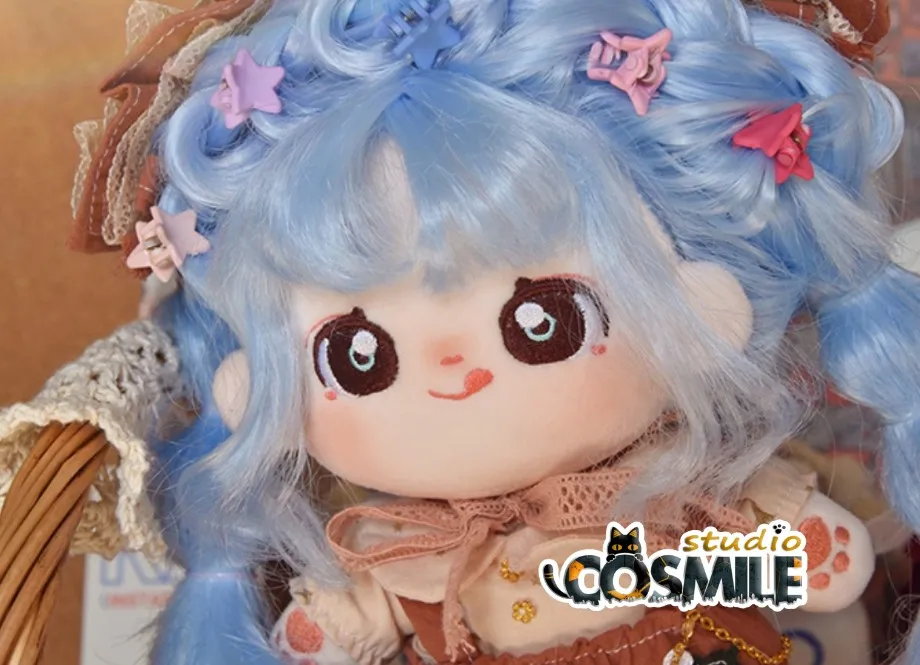 

Kpop Star Idol Mermaid Princess Witch Comic Face Blue Long Wig Hair Guang Stuffed Plushie Toy 20cm Plush Doll Body XM Sa