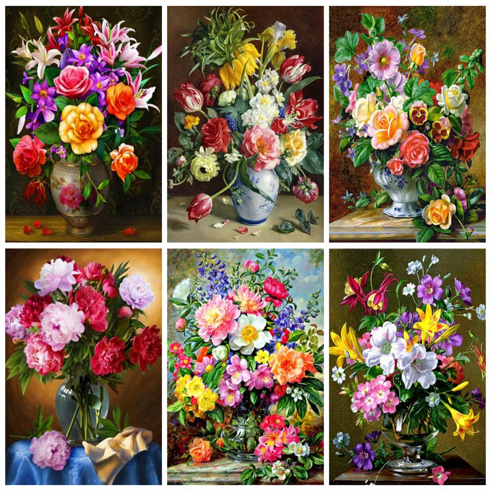 

5D DIY Diamond Painting Flower Cross Stitch Peony Embroidery Set Hand Inlaid Children's Gifts Girl Home Wall Art Decoration