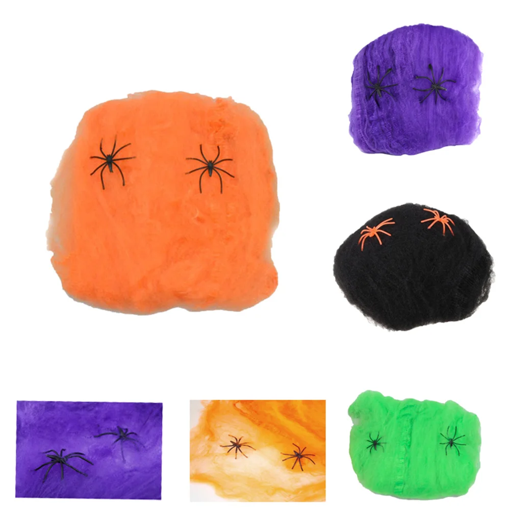 

5 Sets Halloween Spider Web Halloween Scary Party Scene Props Stretchy Cobweb Spooky Spider Webbing with Fake Spiders for Bar