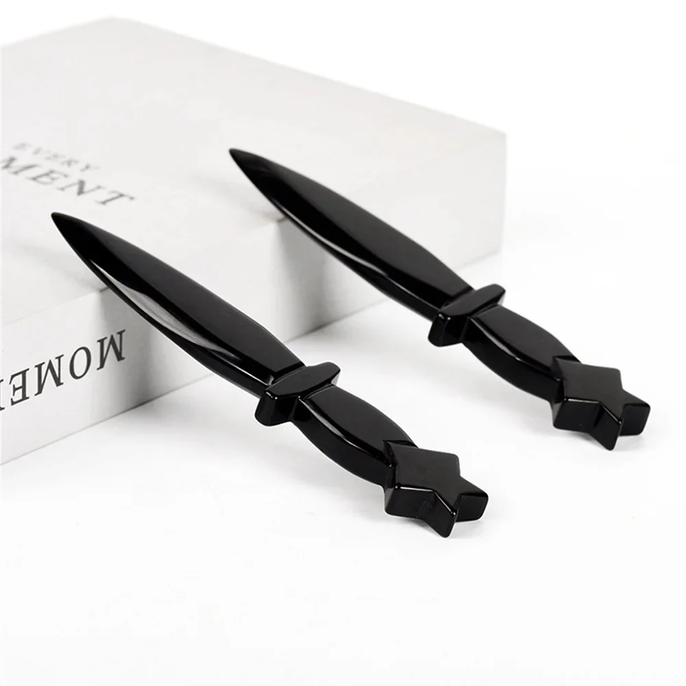 Натуральный обсидиан кинжал поделки мужские подарки волшебный амулет меч