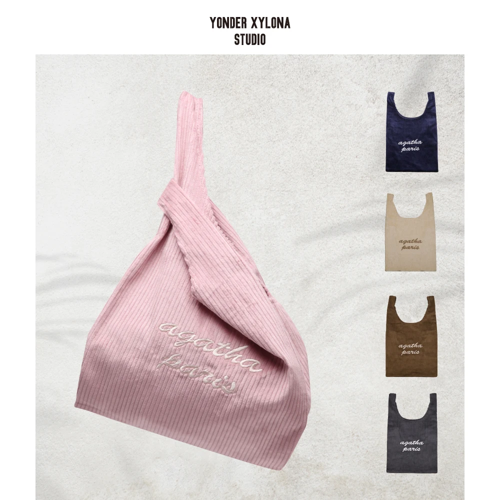 Новинка 2024 Вельветовая Сумка-тоут повседневная сумка для спортзала бэнто милая