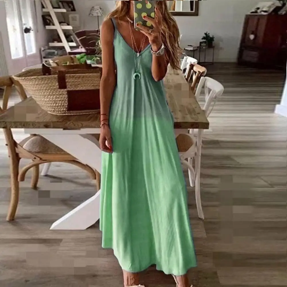 

Summer 2023 Women's V-neck Sexy A Version Long Dress Loose Large Strap Dress