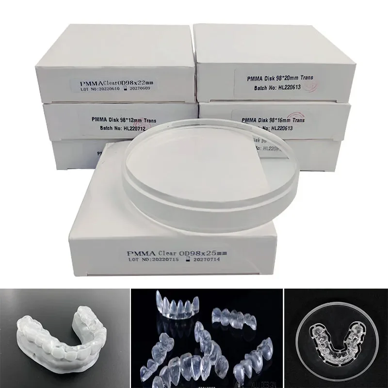 5 шт. стоматологическая прозрачная смоляная пластина из ПММА для системы CAD/CAM 98 мм