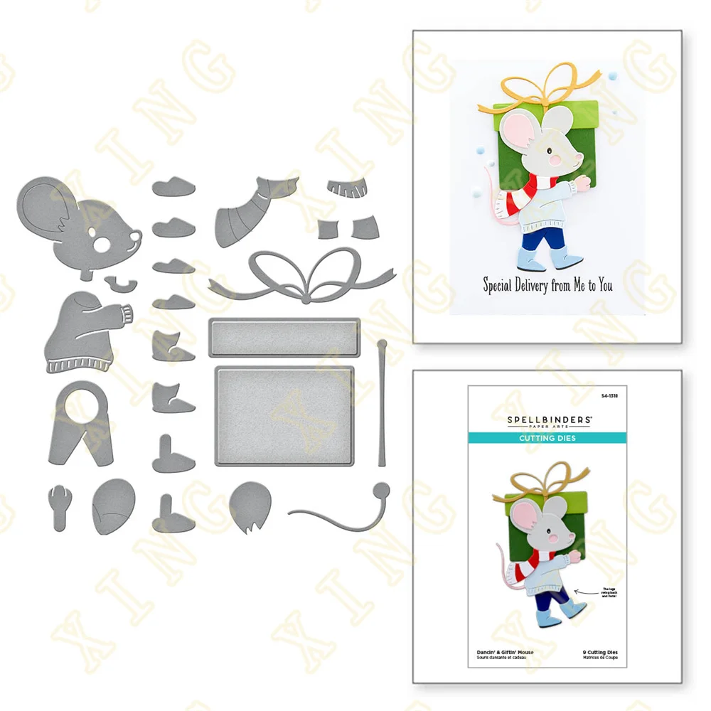 

New 2023 Dancin' & Giftin' Mouse Metal Craft Cutting Dies DIY Scrapbook Paper Diary Decoration Card Handmade Embossing