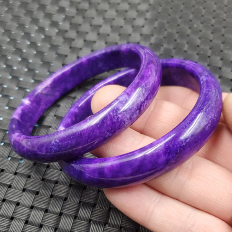 

Chinese Natural Violet Hand-carved Wide Bar Jade Bracelet Fashion Boutique Jewelry Men and Women Blue and Purple Bracelets