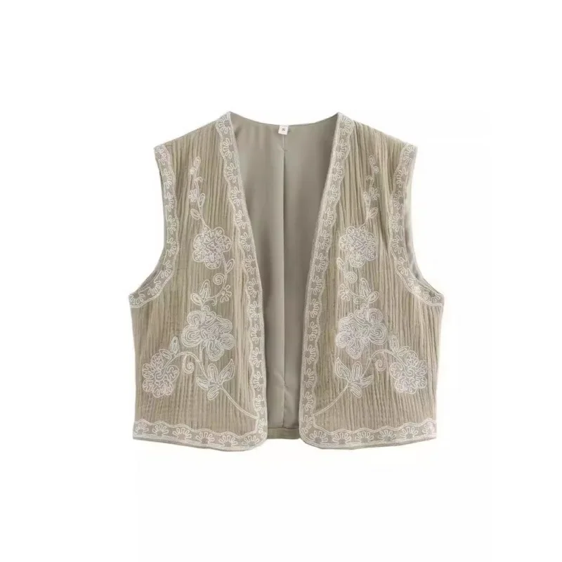 2024 новый стильный жилет с вышивкой женская одежда оптовая продажа ZRA