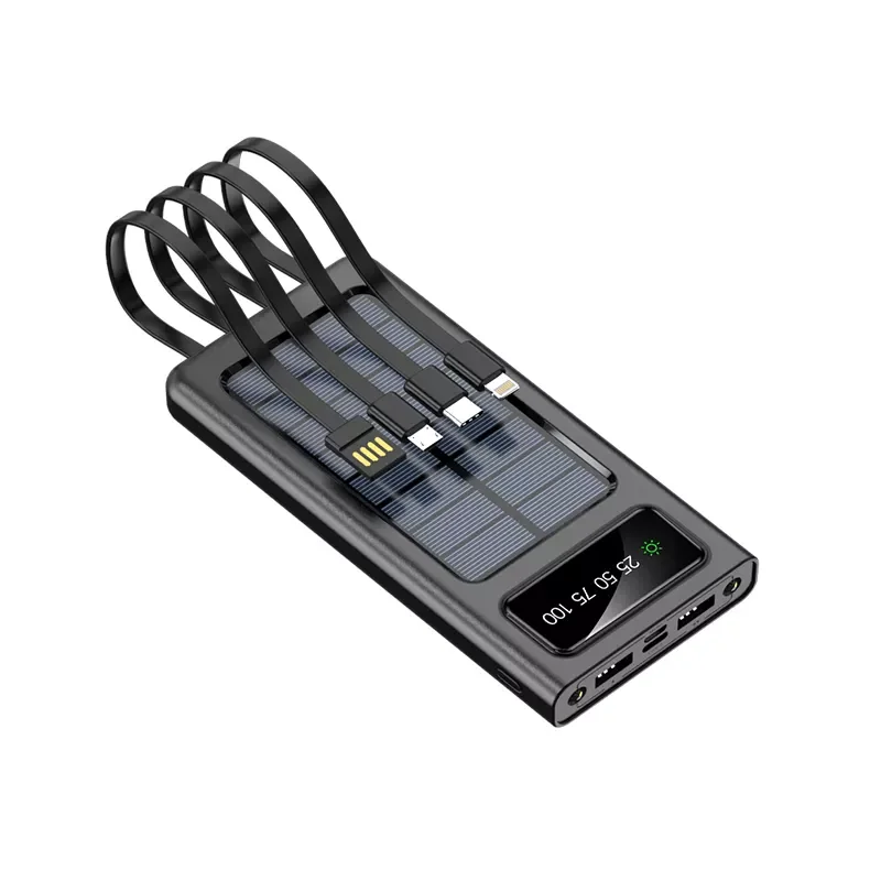 

NEW2023 NEW New Top Solar Power Bank Built Cables 50000mAh Solar Charger 2 USB Ports External Charger Powerbank For Xiaomi iphon