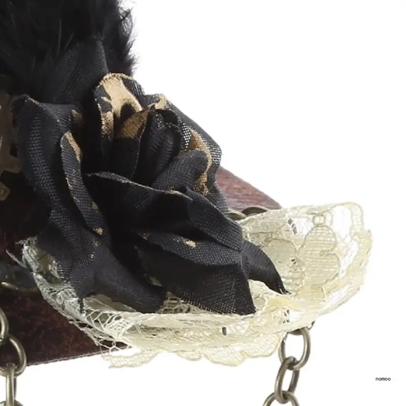 Женский мини-цилиндр в стиле стимпанк антикварная цепочка с цветочным рисунком