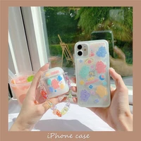 fashion glitter dynamic liquid phone case for iphone 12 11 pro 6 7 8 plus x xr xs max quicksand bear cat cover for airpods 12pro