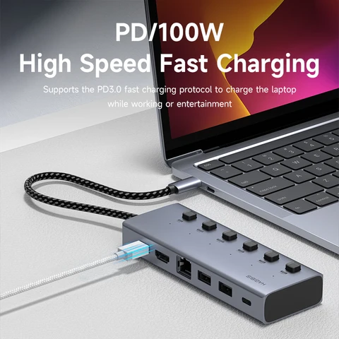 Hagibis USB C HUB с индивидуальными переключателями