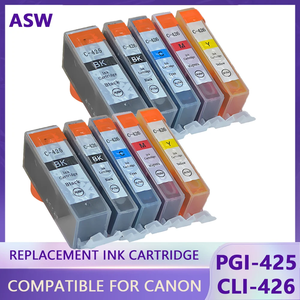 

10PCS For Canon 425 426 PGI425 CLI426 Ink cartridge For Canon PIXMA Cartridges IP4840/IP4940/IX6540/MG5140/5240/5340 Printer