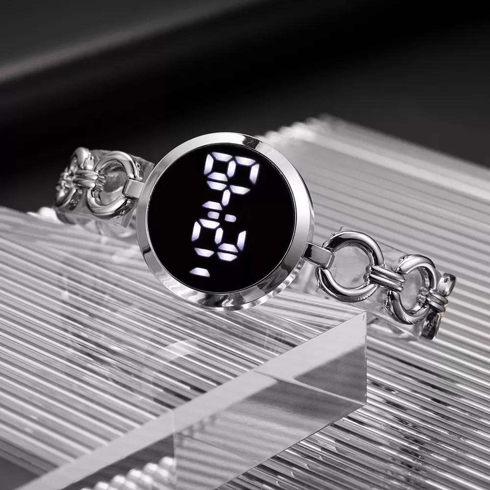 

Silver Watch Women 2022 Digital LED Electronic Wristwatches Luxury Women Bracelet Watches Gift for Women relogio feminino