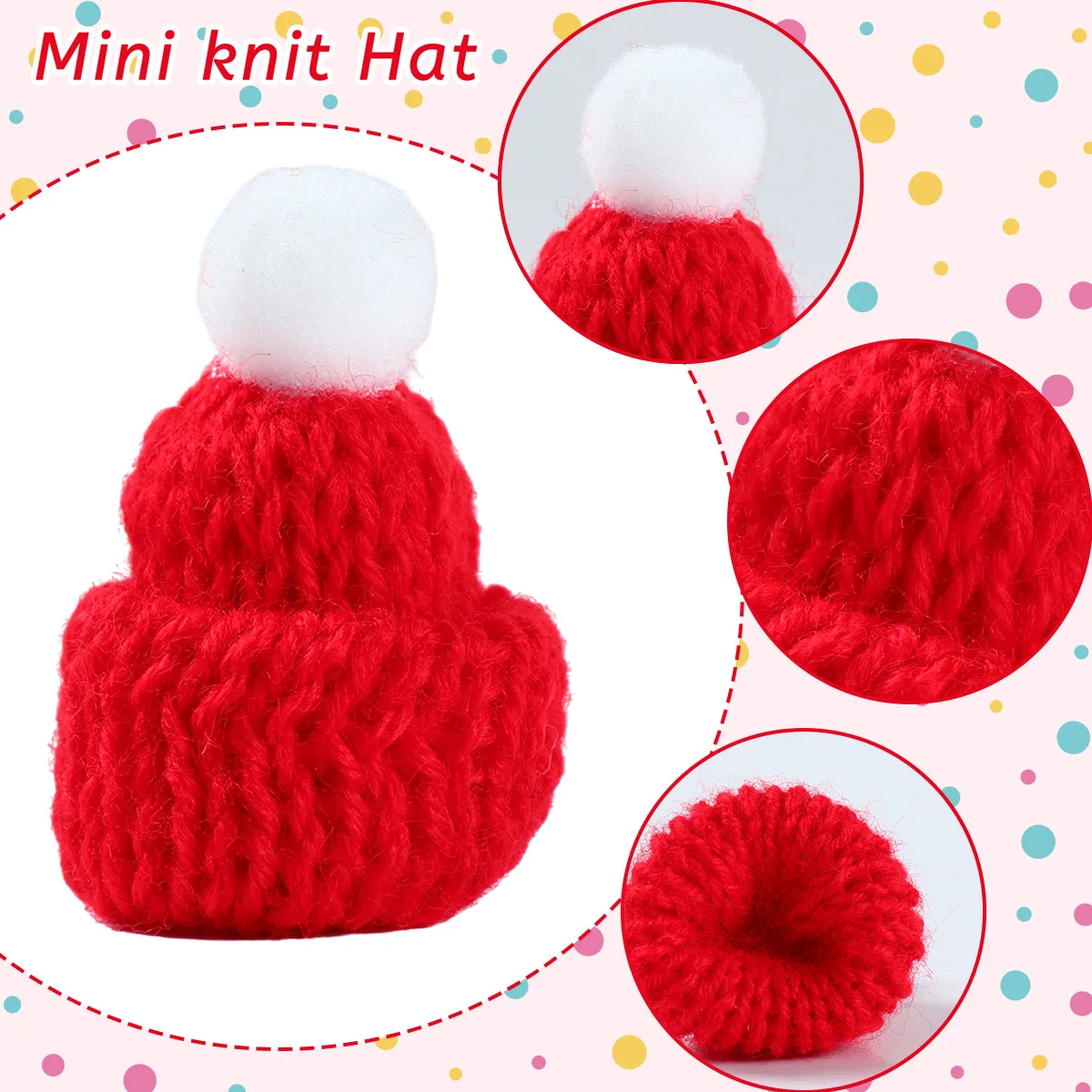 10Pcs Christmas Mini Finger Hat Santa Handmade DIY Wine Bottle Decor Knitted Hats Tree Ornament Xmas Party Favor 2024