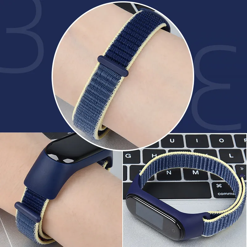 Sport Loop Strap for Xiaomi Mi band 6 5 4 3 Strap Nylon Wristband Mi band 4 3 Bracelet replaceable correa Xiaomi mi band 6 strap
