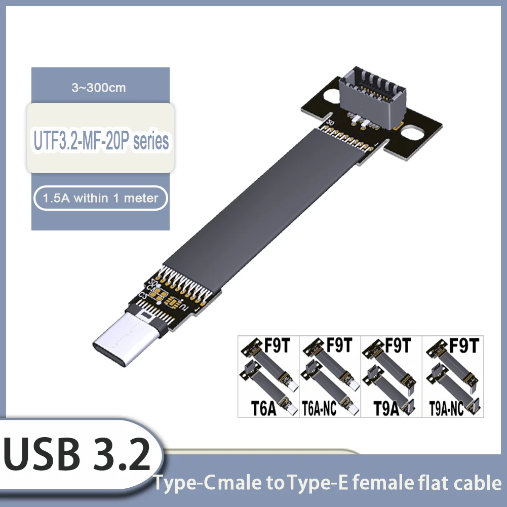 Двойной Угловой USB 3.2 Type-C штекер-Type-E гнездо, Складывающийся на 90 градусов плоский Удлинительный кабель для материнской платы ITX/ATX A4, 20 Гбит/с