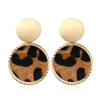 korean fashion leopard round dangle earring for women girls sexy geometric star earring trendy pendientes mujer aretes de mujer