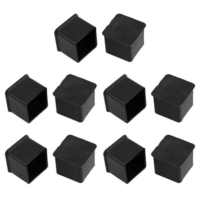 

50 Pcs 1 Inch X 1 Inch Furniture Square Rubber Foot Covers Protectors Black