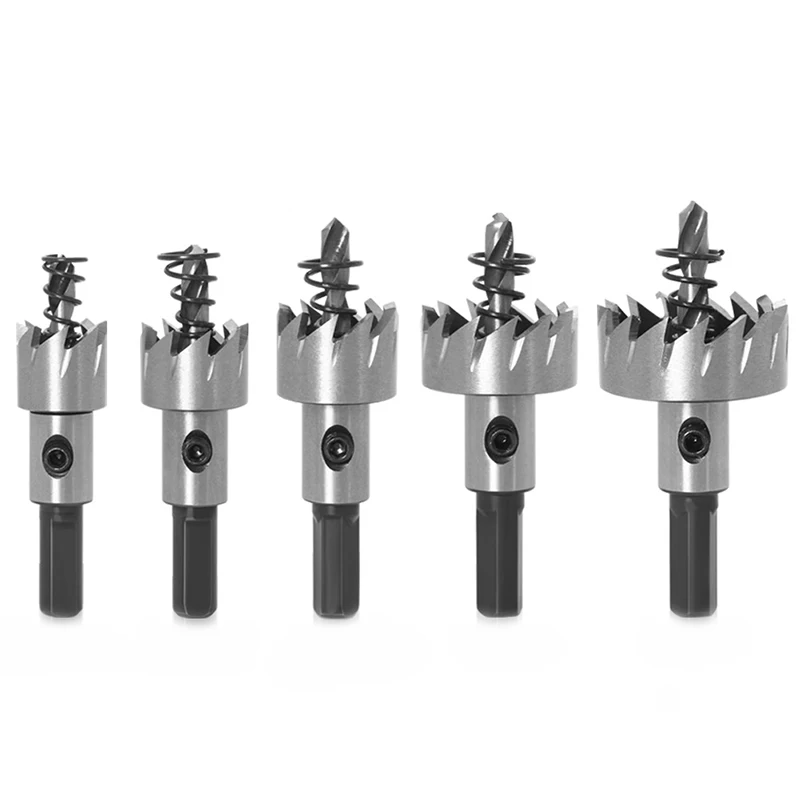 5pcs/Set 16/18.5/20/25/30mm Carbide Tip HSS Drill Bit Hole Saw Set Stainless Steel Metal Alloy Punch Hole  Woodworking Tools