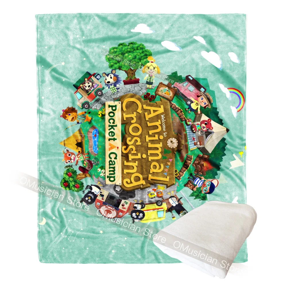 

Camping Animal Crossing Pattern Blanket Horizons Plush Thick Soft Flannel Throw Blanket for Sofa Bedspread Cover Travel Gift kid
