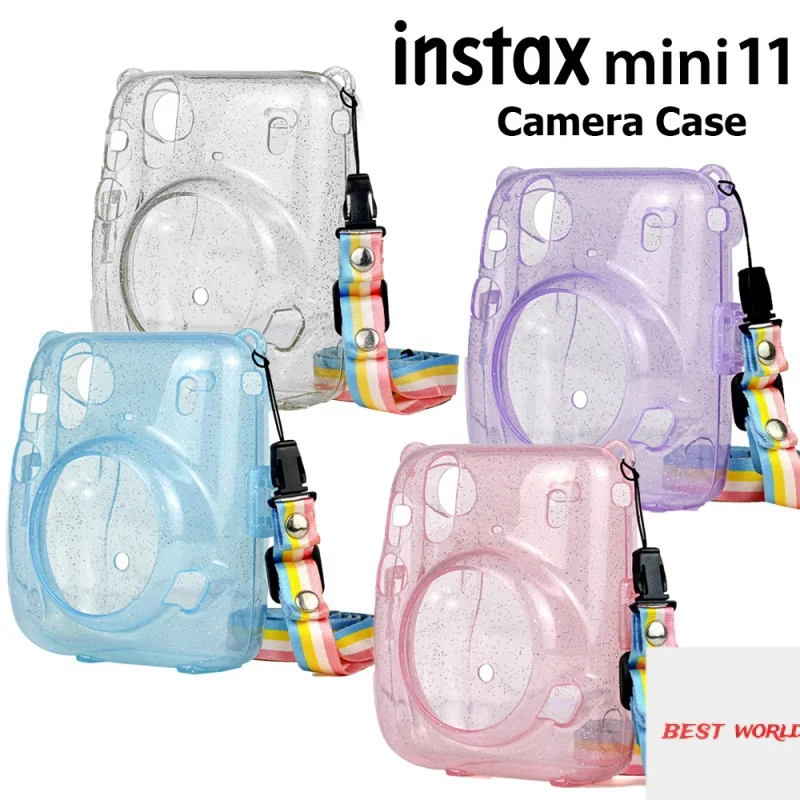 

Для Fujifilm Instax Mini 11 мгновенная пленка сумка для камеры Кристальный жесткий чехол блестящий чехол с плечевым ремнем Розовый Фиолетовый Синий
