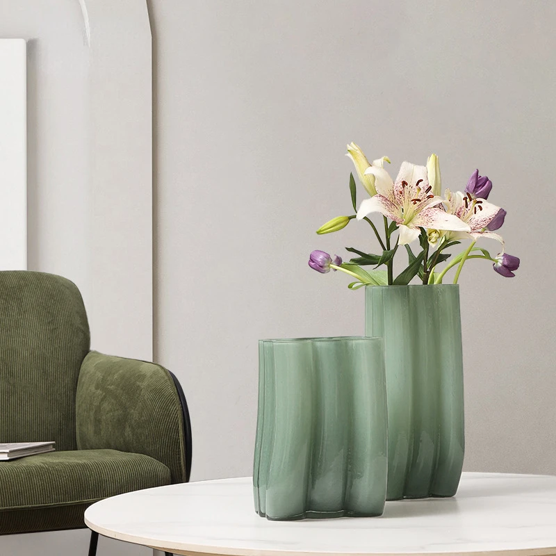 

Green Glass Vase Ins, Modern and Minimalist, Living Room Decoration, Nordic Art, Home Decor