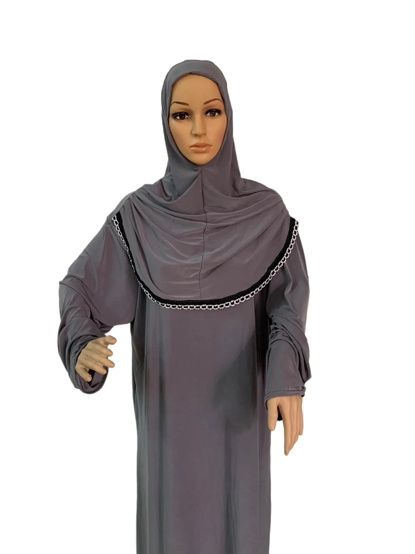 Модное мусульманское платье свободного размера H118 с прикрепленным хиджабом молитвенным хихамаром кафтан Паранджа Абая халат хиджаб одежд...