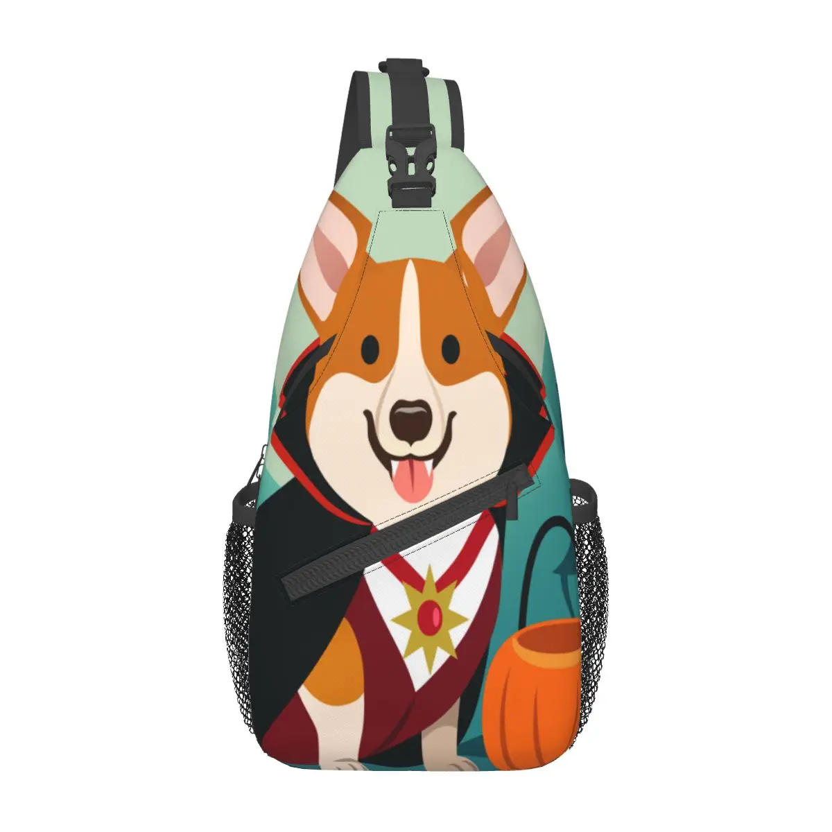 

Men Shoulder Bag Halloween Corgi Dog In Vampire Costume Crossbody Bag for Women Anti Theft Chest Bag Short Trip Messenger Bag