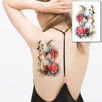 tattoo sticker hourglass bird red rose flower leaf element temporary fake tatoo for women men body art