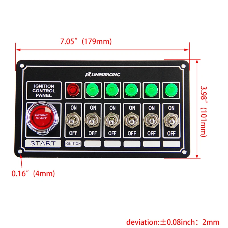 

LR Racing Switch Panel Ignition Engine Start 6 Switch & Lights Switch Panel BK