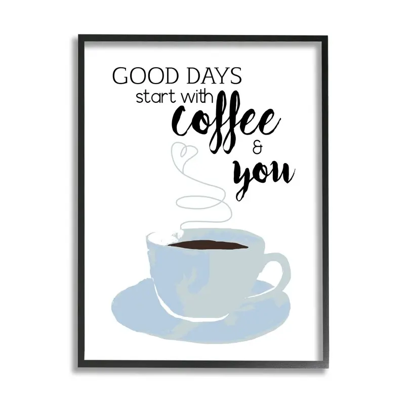 

Stupell Industries Days Coffee & You Romantic Kitchen Morning Graphic Art Black Framed Art Print Wall Art, Design by Daniela Sa