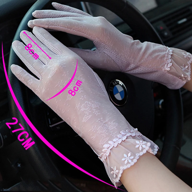 Fashion Grace Sexy Gloves Women Lace Thin Mesh Breathable Sunscreen Driving Party Dancing Dress Cycling Gloves With Finger G170 images - 6