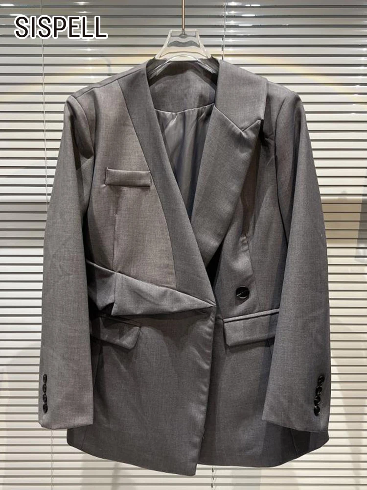 

Женский однотонный Блейзер SISPELL, весенний пиджак с английским воротником и длинным рукавом, в Корейском стиле, 2022