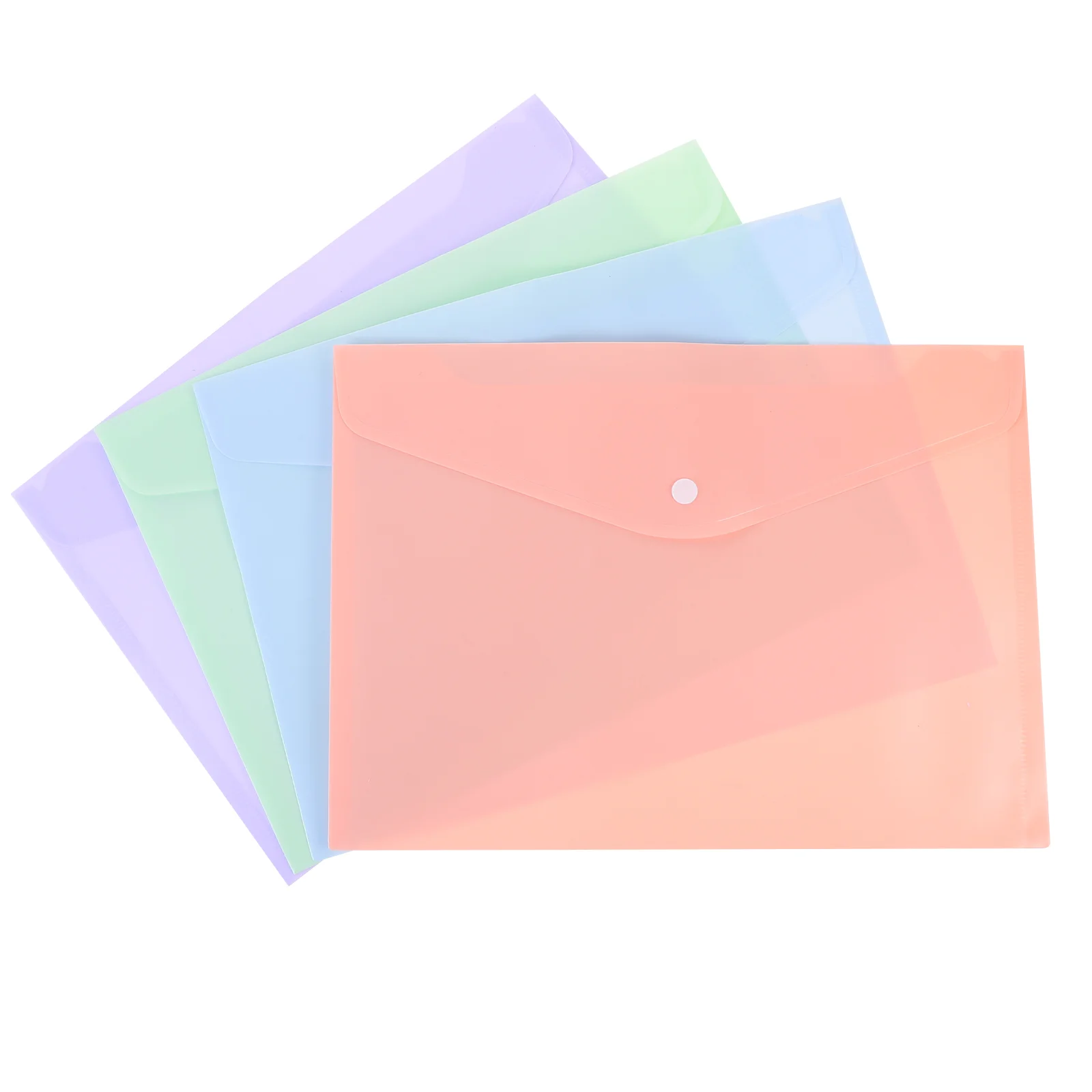 

4 Pcs Plastic Envelope Snap Document Pocket Button File Bags Office Folders Student