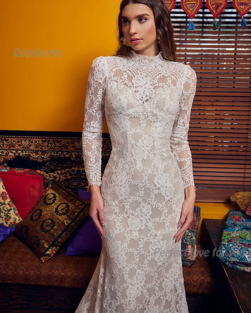 Женское свадебное платье-Русалка Qcenkeren элегантное кружевное платье с открытой