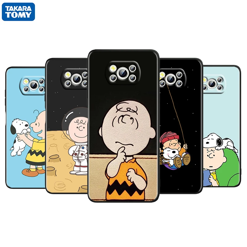 Hot Anime Snoopy Cute For Xiaomi Poco M4 X3 F3 GT NFC M3 C3 M2 F2 F1 X2 Pro Mi Mix3 Silicone Black Phone Case Cover Fundas Coque