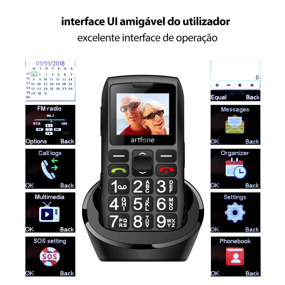 big button mobile phone for elderly artfone c1 dual sim unlocked 1400mah battery unlocked senior mobile phone with sos emerg free global shipping
