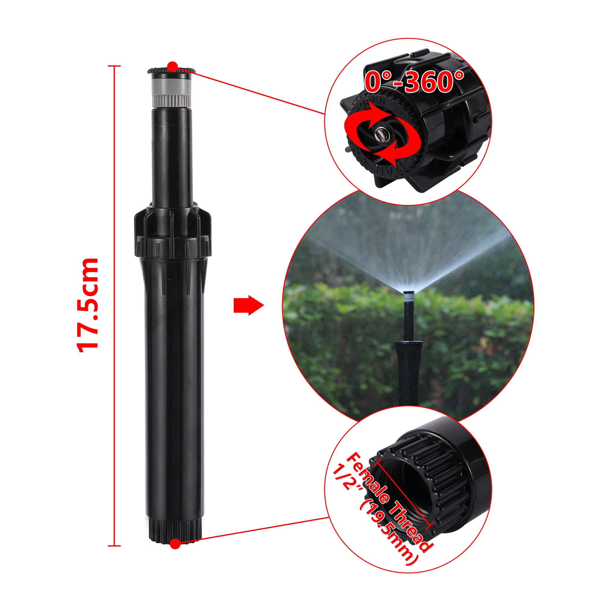 

Регулируемый спринклер TOHONGADON 0°~360°, черный