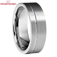 8mm fashion jewelry men women wedding band tungsten carbide ring offset grooved brushed finish comfort fit