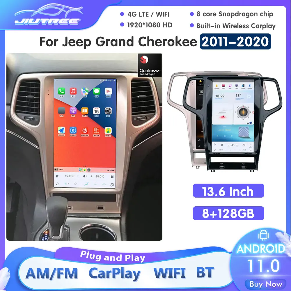 

13,6 дюймовый Android 11,0 для Jeep Grand Cherokee 2011-2020 автомобильное радио, аудио, автомобильный GPS-навигатор, головное устройство, мультимедийный DVD-плеер