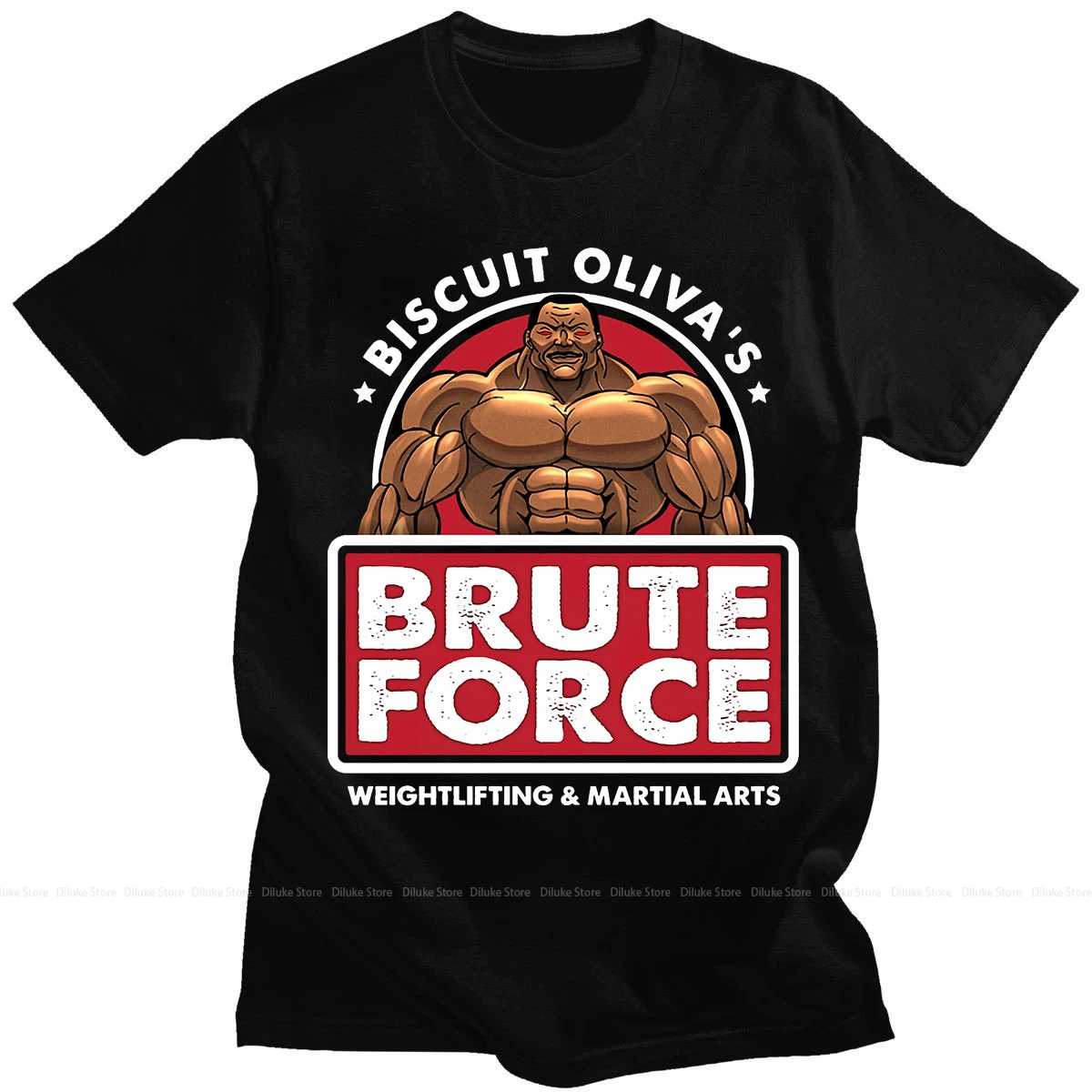 

Новейшие футболки бисквит Олива Brute Force, Grappler Baki Hanma Yujiro Dou манга, Мужская Ткань Харадзюку, уличная одежда с круглым вырезом