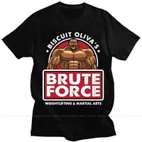 biscuit oliva brute force newest tshirts grappler baki hanma yujiro dou manga men harajuku fabric streetwear round neck t shirt