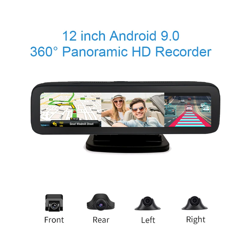 4G ADAS Android 9,0 4 камеры s Автомобильный видеорегистратор 1080p видеорегистратор 12 